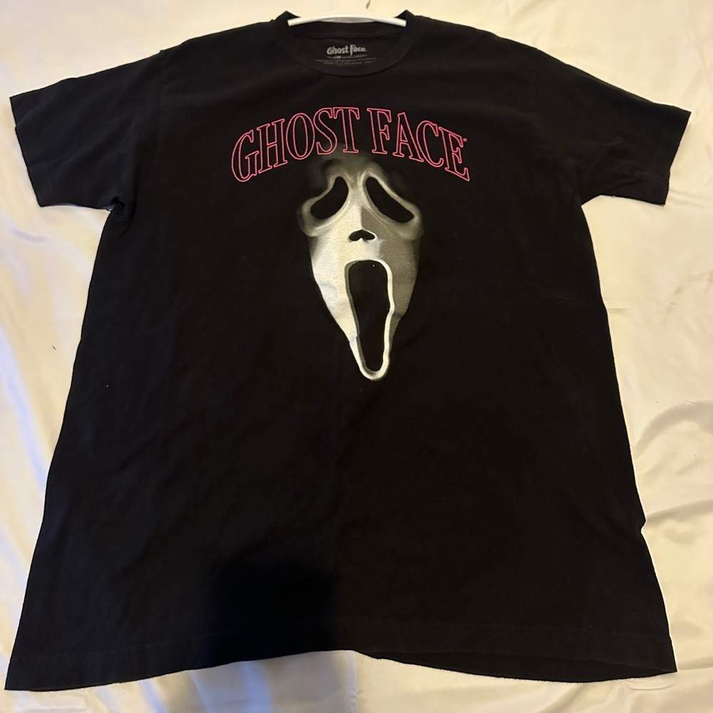 Black Ghost Face T-Shirt with Silver Mask